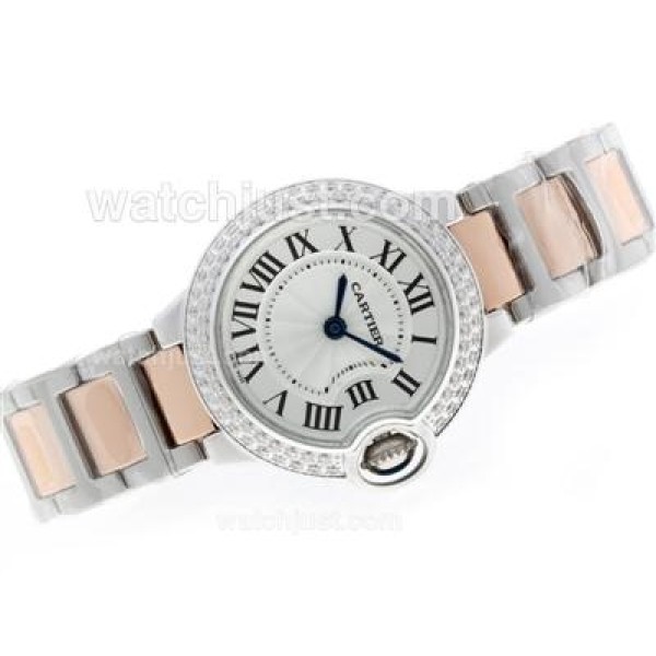Cartier Ballon bleu de Cartier Two Tone Diamond Bezel With Sapphire Glass-Lady Size