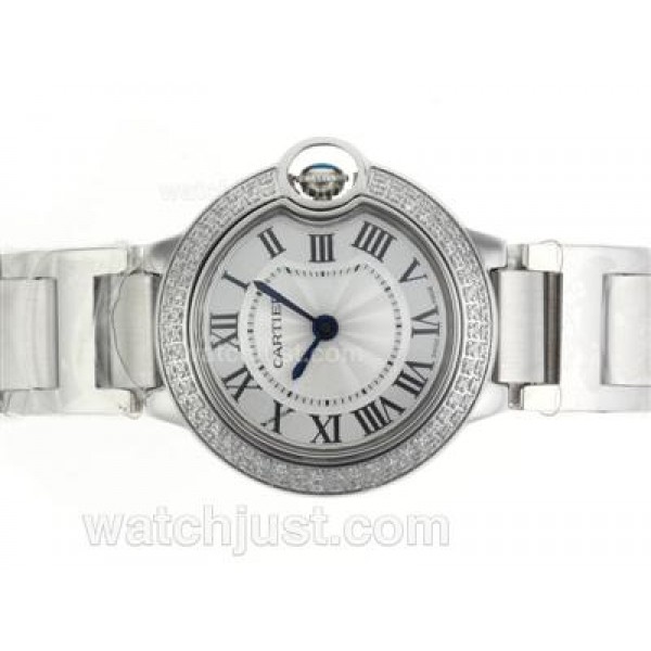 Cartier Ballon bleu de Cartier Swiss ETA Movement Diamond Bezel with White Dial-Lady Size
