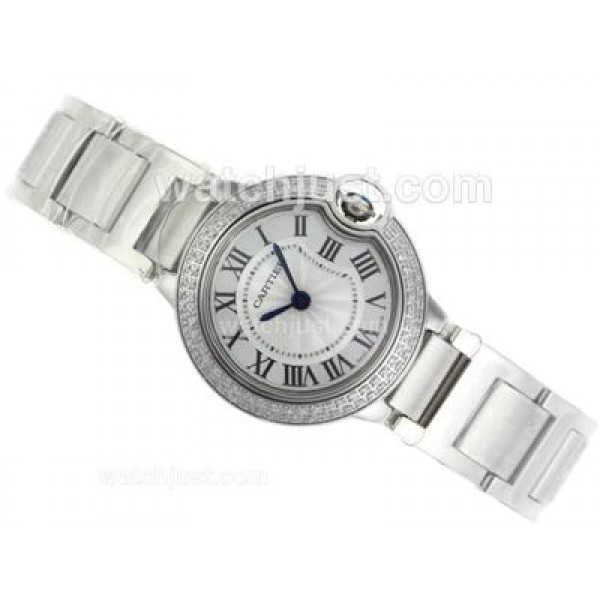 Cartier Ballon bleu de Cartier Swiss ETA Movement Diamond Bezel with White Dial-Lady Size