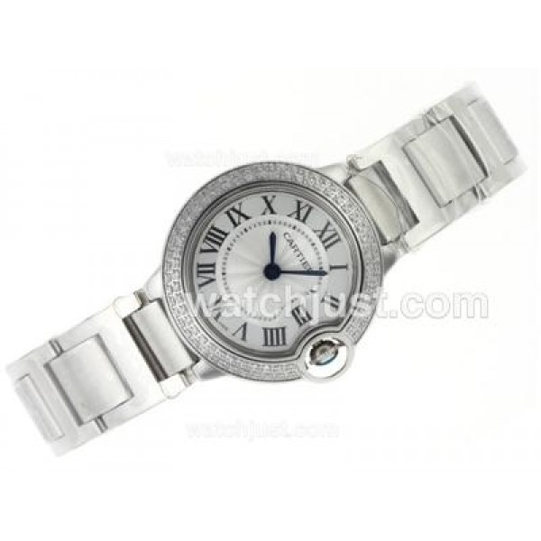 Cartier Ballon bleu de Cartier Swiss ETA Movement Diamond Bezel with White Dial-Lady Size