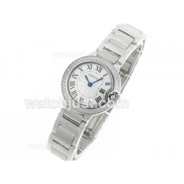 Cartier Ballon bleu de Cartier Swiss ETA Movement Diamond Bezel with White Dial-Lady Size