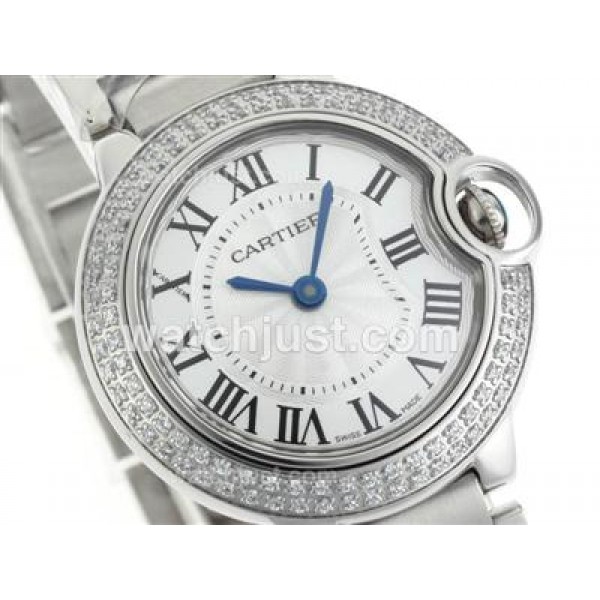 Cartier Ballon bleu de Cartier Swiss ETA Movement Diamond Bezel with White Dial-Lady Size