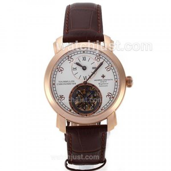 UK Swiss Made Replica Vacheron Constantin Tourbillon Regulateur Manual Winding Rose Gold Case with White Dial Watches