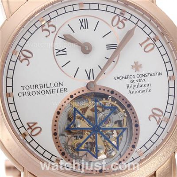 UK Swiss Made Replica Vacheron Constantin Tourbillon Regulateur Manual Winding Rose Gold Case with White Dial Watches