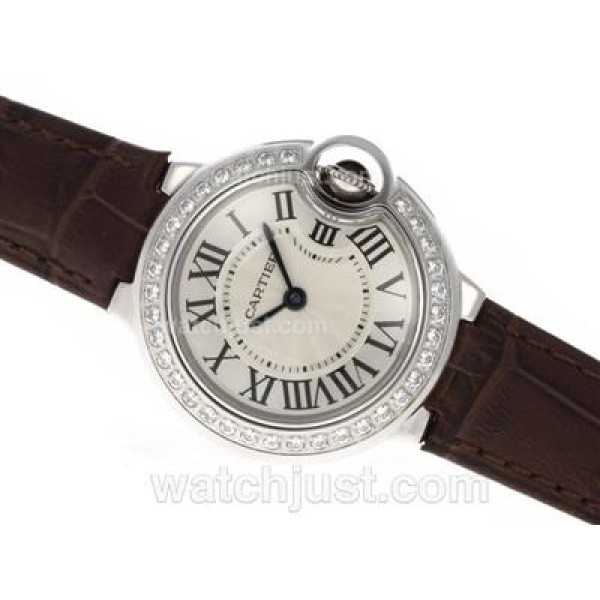 Cartier Ballon bleu de Cartier Swiss ETA Movement Diamond Bezel with White Dial-Lady Size