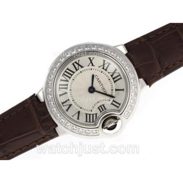 Cartier Ballon bleu de Cartier Swiss ETA Movement Diamond Bezel with White Dial-Lady Size
