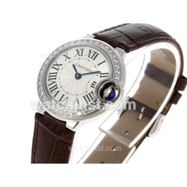 Cartier Ballon bleu de Cartier Swiss ETA Movement Diamond Bezel with White Dial-Lady Size
