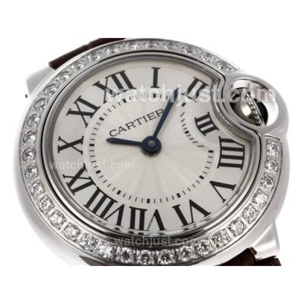 Cartier Ballon bleu de Cartier Swiss ETA Movement Diamond Bezel with White Dial-Lady Size
