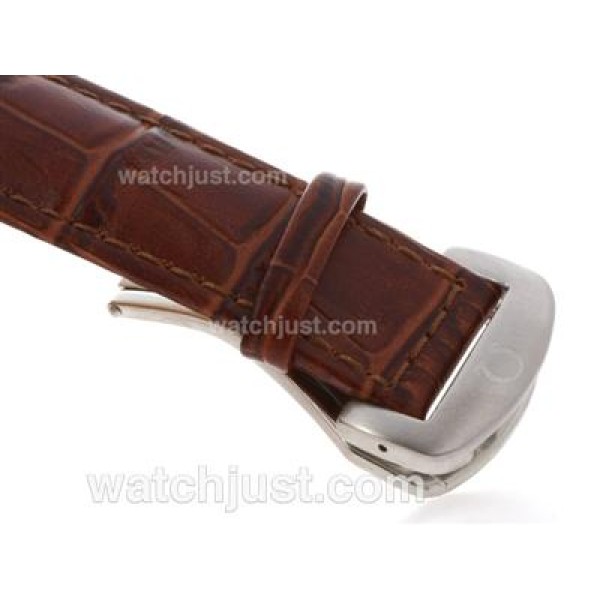 Omega Hour Vision Day-Date Automatic with White Dial-Leather Strap