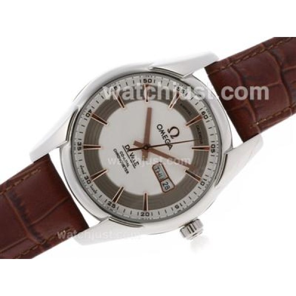 Omega Hour Vision Day-Date Automatic with White Dial-Leather Strap