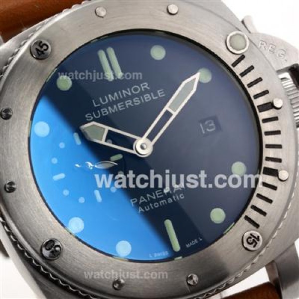 Panerai Luminor Submersible Automatic with Black Dial-Leather Strap 47MM