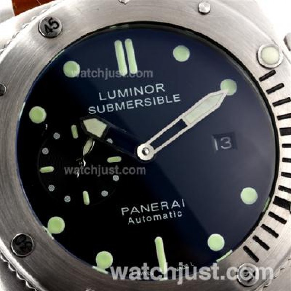 Panerai Luminor Submersible Automatic with Black Dial-Leather Strap 47MM