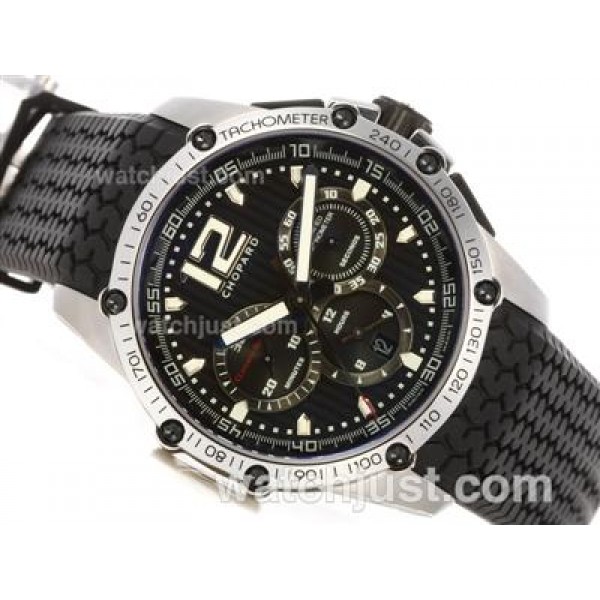Chopard Classis Racing Swiss Valjoux 7750 Movement with Black Dial-Rubber Strap