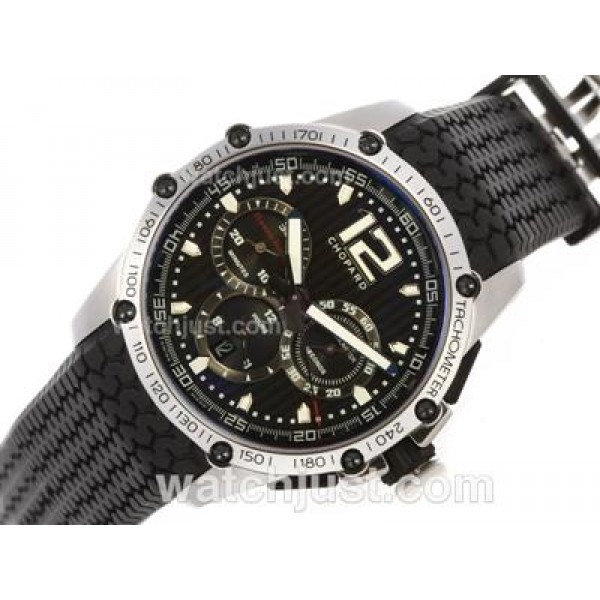 Chopard Classis Racing Swiss Valjoux 7750 Movement with Black Dial-Rubber Strap