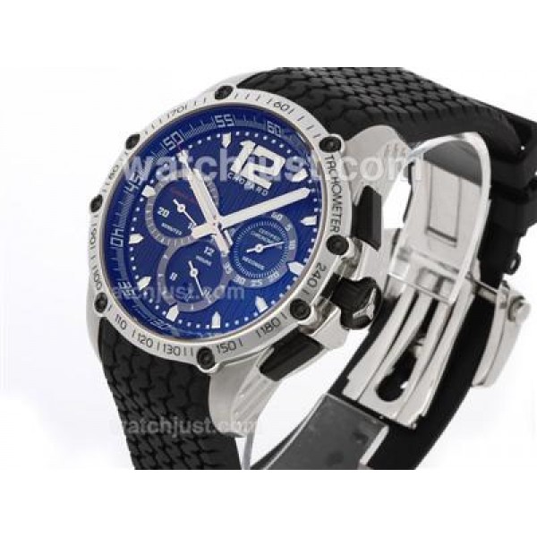 Chopard Classis Racing Swiss Valjoux 7750 Movement with Black Dial-Rubber Strap