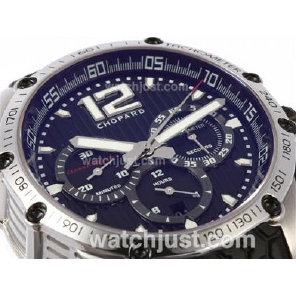 Chopard Classis Racing Swiss Valjoux 7750 Movement with Black Dial-Rubber Strap