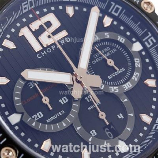 Chopard Classis Racing Swiss Valjoux 7750 Movement PVD Case with Black Dial-Rubber Strap