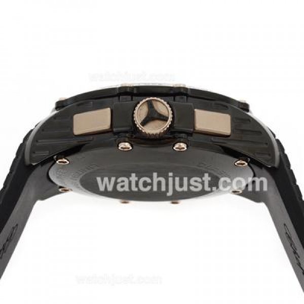 Chopard Classis Racing Swiss Valjoux 7750 Movement PVD Case with Black Dial-Rubber Strap