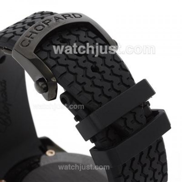 Chopard Classis Racing Swiss Valjoux 7750 Movement PVD Case with Black Dial-Rubber Strap