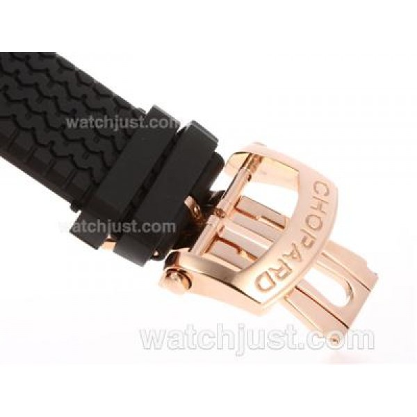 Chopard Classis Racing Swiss Valjoux 7750 Movement Rose Gold Case with Brown Dial-Rubber Strap