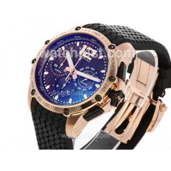 Chopard Classis Racing Swiss Valjoux 7750 Movement Rose Gold Case with Brown Dial-Rubber Strap