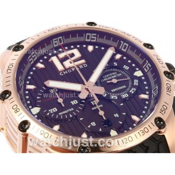 Chopard Classis Racing Swiss Valjoux 7750 Movement Rose Gold Case with Brown Dial-Rubber Strap