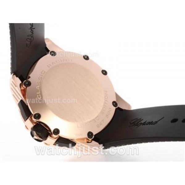 Chopard Classis Racing Swiss Valjoux 7750 Movement Rose Gold Case with Brown Dial-Rubber Strap