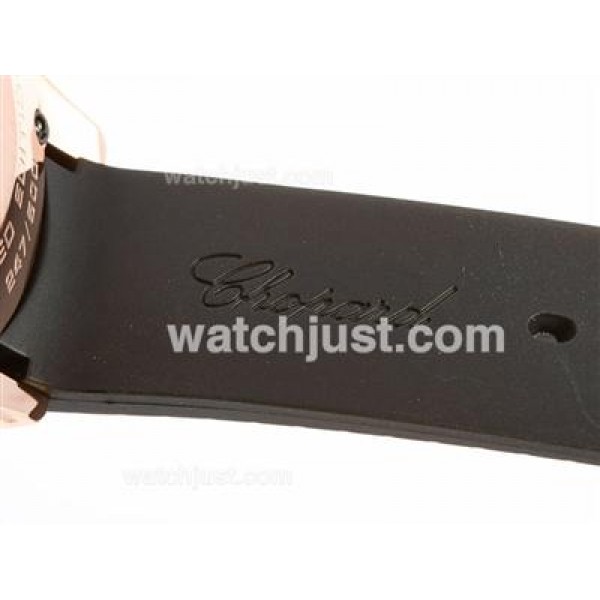 Chopard Classis Racing Swiss Valjoux 7750 Movement Rose Gold Case with Brown Dial-Rubber Strap