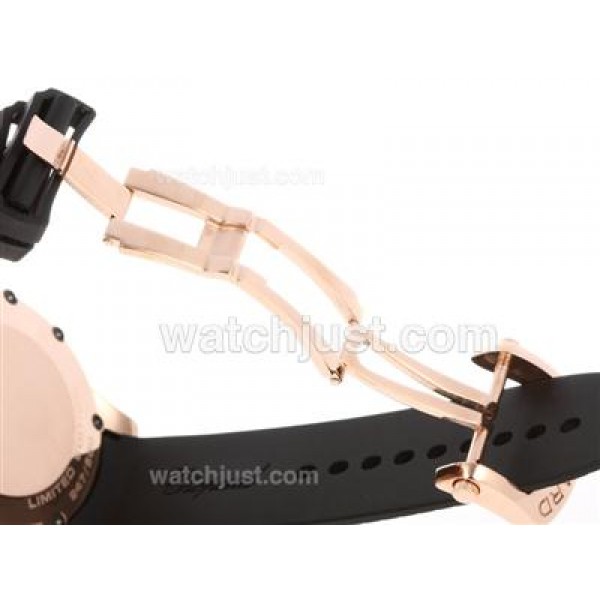 Chopard Classis Racing Swiss Valjoux 7750 Movement Rose Gold Case with Brown Dial-Rubber Strap