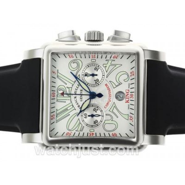 Franck Muller Conquistador Chronograph Swiss Valjoux 7750 Movement with White Dial-Rubber Strap