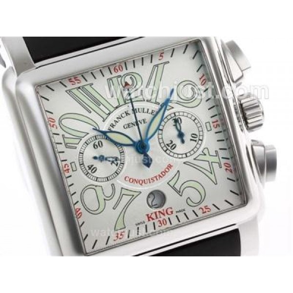 Franck Muller Conquistador Chronograph Swiss Valjoux 7750 Movement with White Dial-Rubber Strap