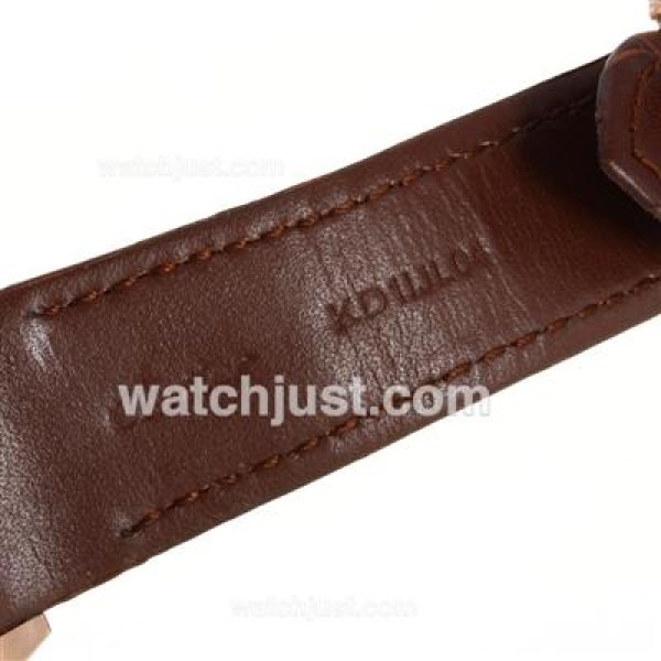 Cartier Santos 100 Swiss ETA 2892 Movement Rose Gold Case Diamond Bezel with White Dial-Leather Strap