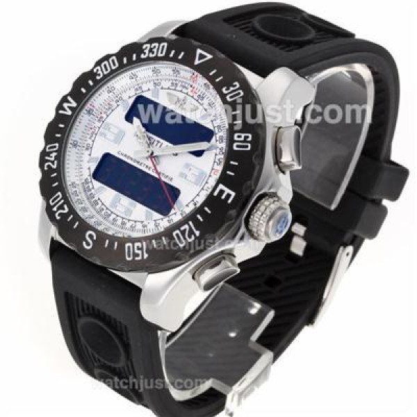 Breitling Emergency Digital Player PVD Bezel with White Dial-Rubber Strap