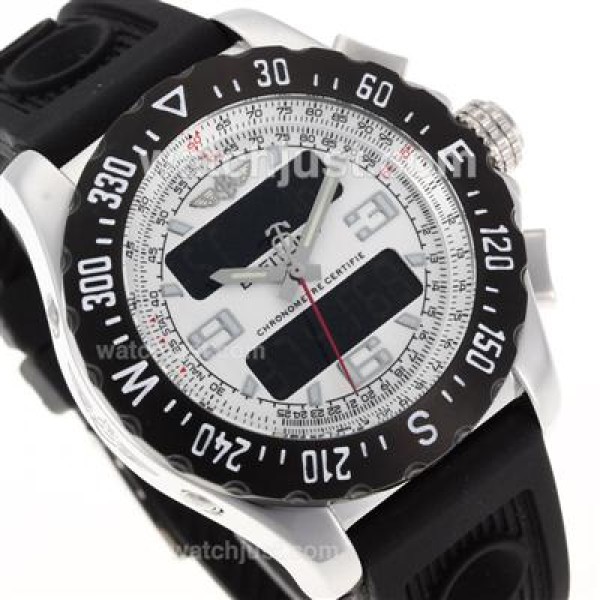 Breitling Emergency Digital Player PVD Bezel with White Dial-Rubber Strap