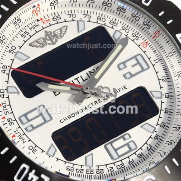 Breitling Emergency Digital Player PVD Bezel with White Dial-Rubber Strap
