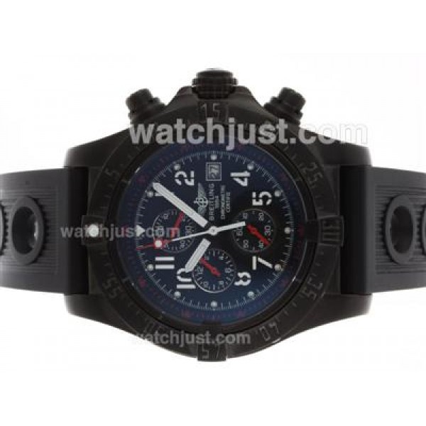 Breitling Skyland Avenger Working Chronograph PVD Case with Black Dial-Rubber Strap