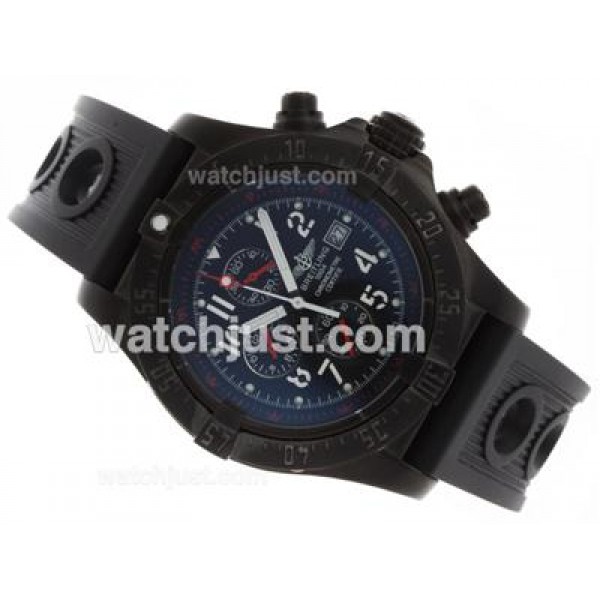 Breitling Skyland Avenger Working Chronograph PVD Case with Black Dial-Rubber Strap