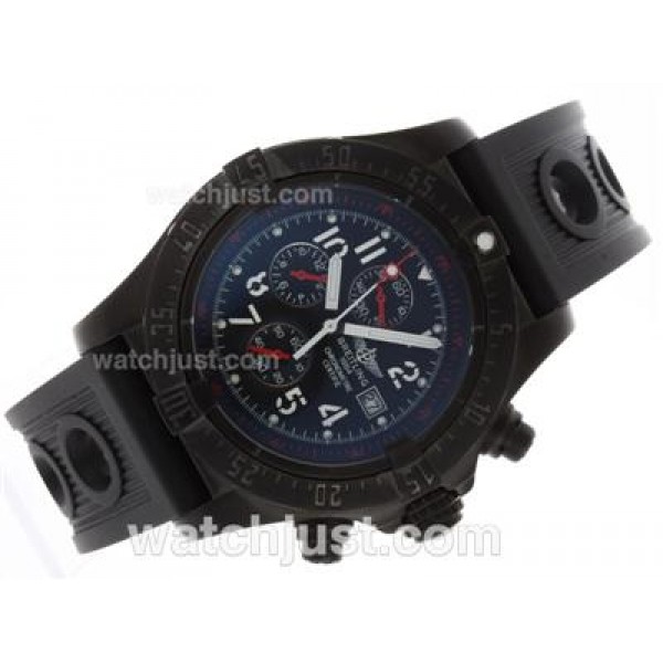 Breitling Skyland Avenger Working Chronograph PVD Case with Black Dial-Rubber Strap