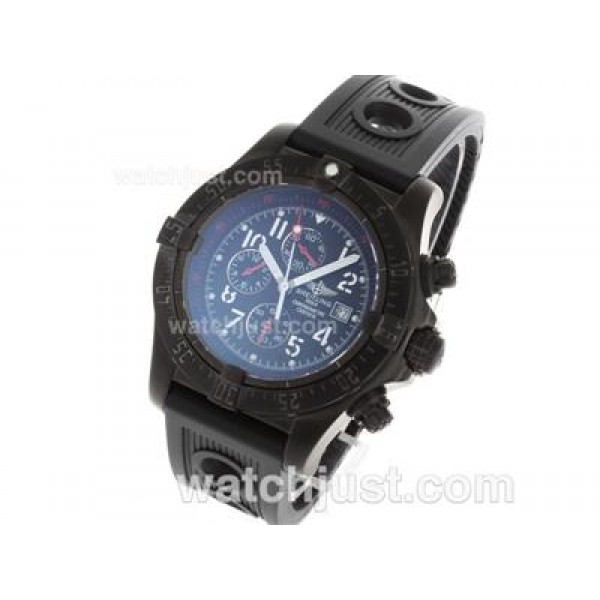 Breitling Skyland Avenger Working Chronograph PVD Case with Black Dial-Rubber Strap