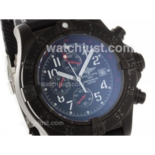 Breitling Skyland Avenger Working Chronograph PVD Case with Black Dial-Rubber Strap