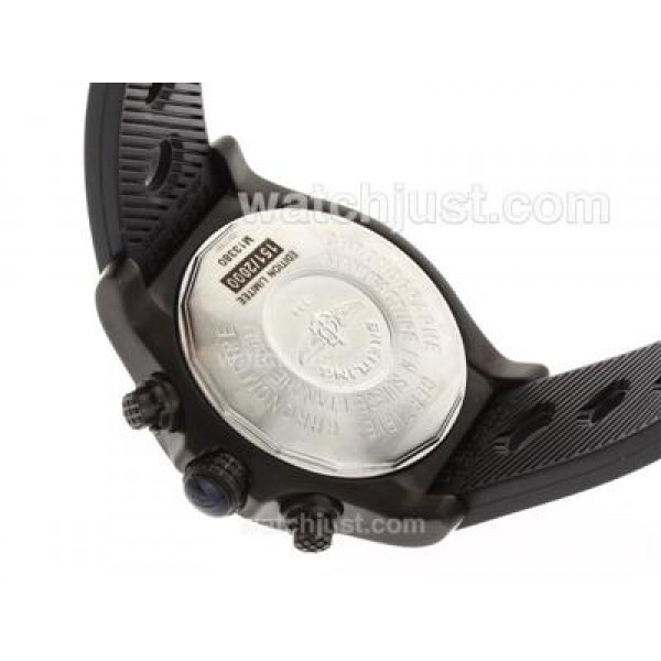 Breitling Skyland Avenger Working Chronograph PVD Case with Black Dial-Rubber Strap