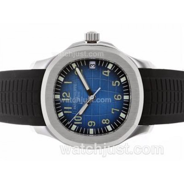 Patek Philippe Nautilus Swiss ETA 2836 Movement with Blue Dial-Rubber Strap