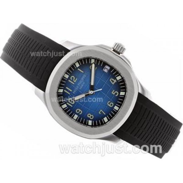 Patek Philippe Nautilus Swiss ETA 2836 Movement with Blue Dial-Rubber Strap