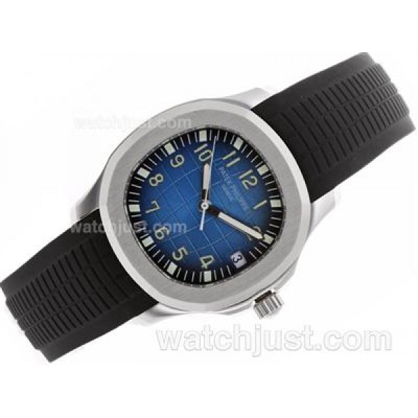 Patek Philippe Nautilus Swiss ETA 2836 Movement with Blue Dial-Rubber Strap
