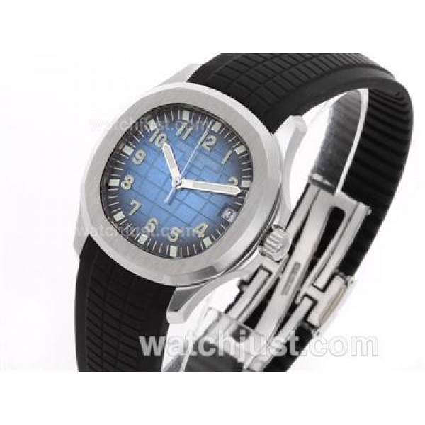 Patek Philippe Nautilus Swiss ETA 2836 Movement with Blue Dial-Rubber Strap