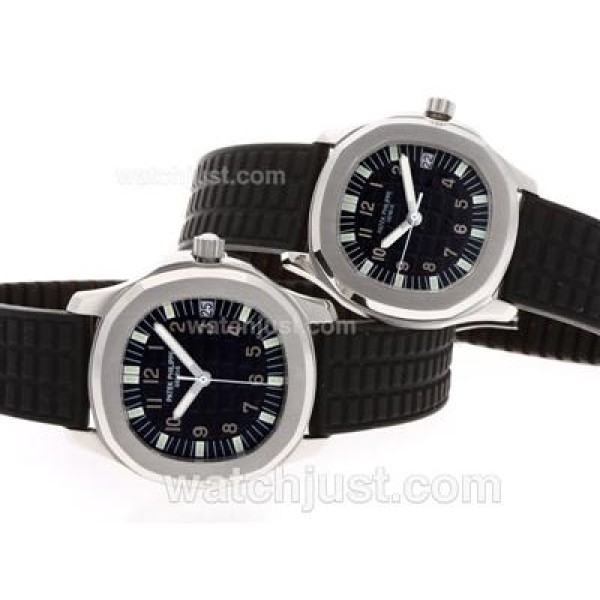 Patek Philippe Nautilus Swiss ETA 2836 Movement with Black Dial Brown Marking-Rubber Strap