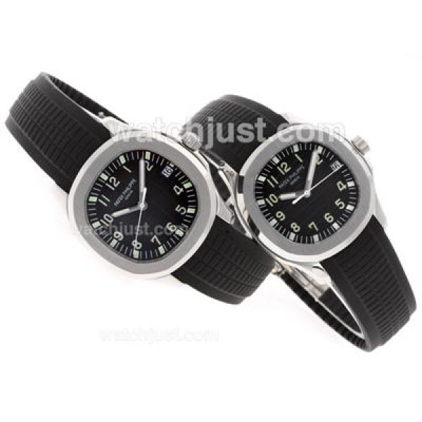 Patek Philippe Nautilus Swiss ETA 2836 Movement with Black Dial Green Marking-Rubber Strap