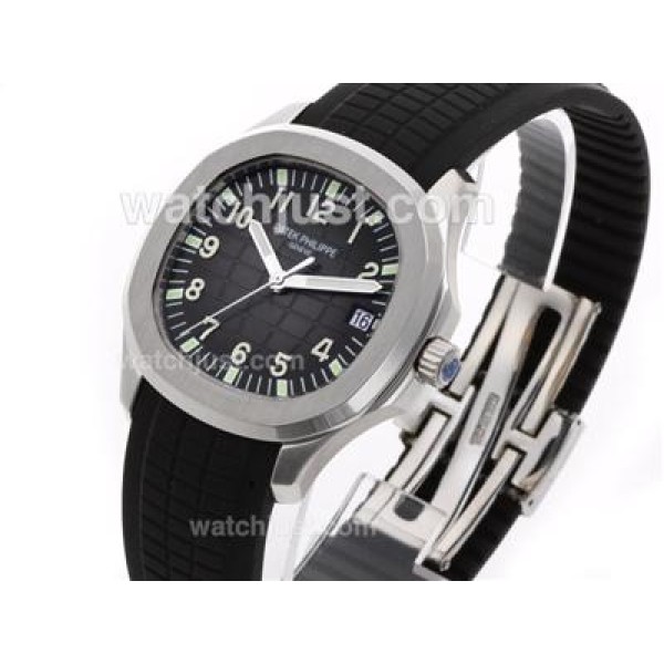 Patek Philippe Nautilus Swiss ETA 2836 Movement with Black Dial Green Marking-Rubber Strap