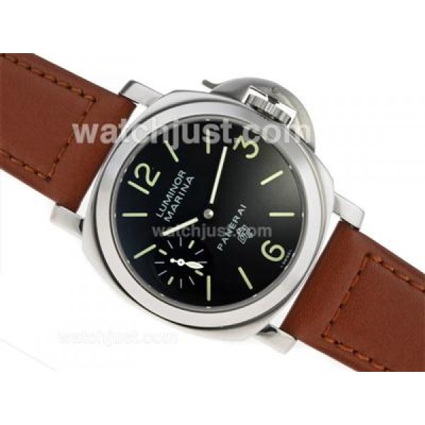 Panerai Luminor Marina OP Logo Swiss ETA Unitas 6497 Movement with Black Dial-Leather Strap