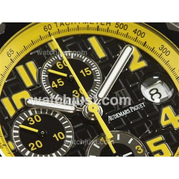 UK Swiss Movement Replica Audemars Piguet Royal Oak Offshore Chronograph Swiss Valjoux 7750 Movement PVD Case with Yellow Markers-Sec@12